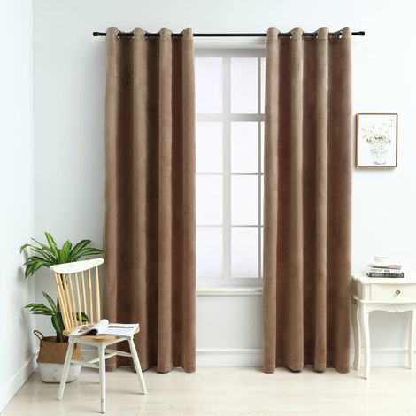 Lot de 2 Rideaux occultants,Décoration Chambre Fenêtre,Rideau Thermique Isolant avec anneaux Velours Beige 140x245 cm GDSVW96132 (1/4)