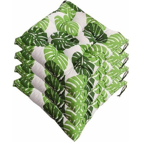 Lot de 4 galettes de Chaise, Coussin de Chaise Souple Rembourré avec Liens Décoration Portable Maison Bureau Multi-Colore,Soft Seat Cushion 40 x 40 cm (1/3)