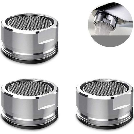 Aireador de grifo [3 piezas], aireadores de grifo de acero inoxidable, ahorradores de agua para baño y cocina. (1/5)