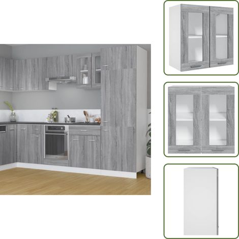 Armadio in legno - vidaXL Pensile in Vetro “Lyon” Grigio Sonoma 60x31x60 cm -