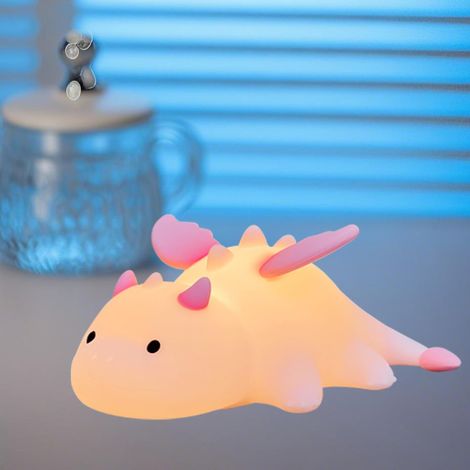 Veilleuse lumière d'ambiance, petit dragon rose colorée, magnétique, version anglaise, trois niveaux de luminosité, lumière colorée (1/5)