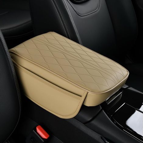 Coussin D'accoudoir Voiture En Mousse à Mémoire De Forme, Couverture Console Centrale Voiture Accessoires Automobiles, Boîte Cuir Accoudoir Accessoires Pour Les Véhicules(Beige) (1/5)