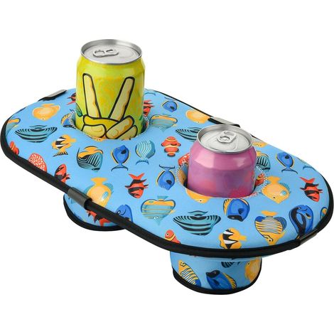 Flotteur de piscine en néoprène à 2 trous, plateau porte-gobelet flottant pour boissons, support bière réutilisable pour piscine (1/5)