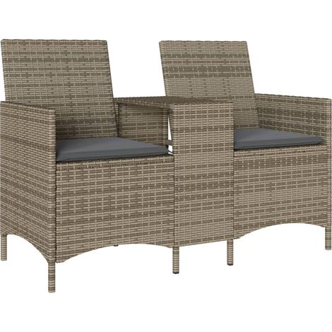 Maison Exclusive - Divano Giardino 2 Posti con Tavolo e Cuscini Grigio Polyrattan