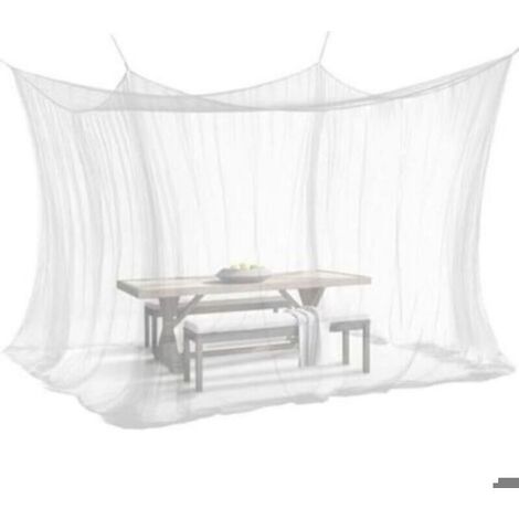 Moustiquaire pour l'intérieur et l'extérieur, 300 x 300 x 250 cm, 220 mailles, taille XXL, pour tente, caravane, blanche (1/2)