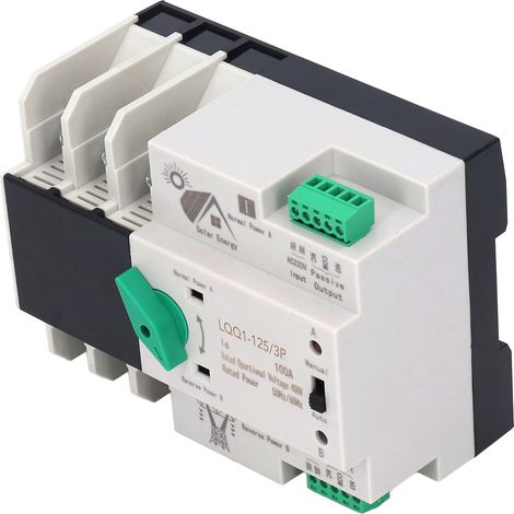 Commutateur de transfert automatique triphasé à double alimentation, ignifugé, 100 A, 400 V CA (1/5)