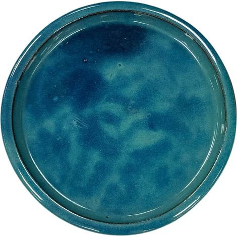 Soucoupe ronde 20cm brume de jade faite à la main en terre cuite émaillée (1/4)