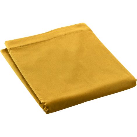 Drap plat en percale de coton 180 x 290 cm curry (1/3)