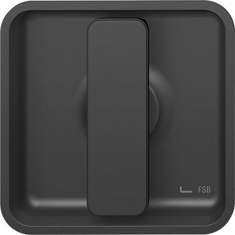 FSB 0 42 4263 00000 1117 Poignée en coquillage rectangulaire pour porte coulissante avec poignée fixe, aluminium noir mat, argent (1/2)