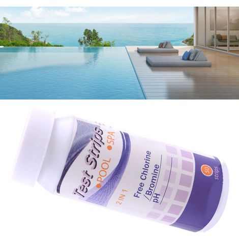 Bandelette de test d'eau : pH, dureté totale, pour piscine, aquarium et bassin (2 en 1). (1/5)