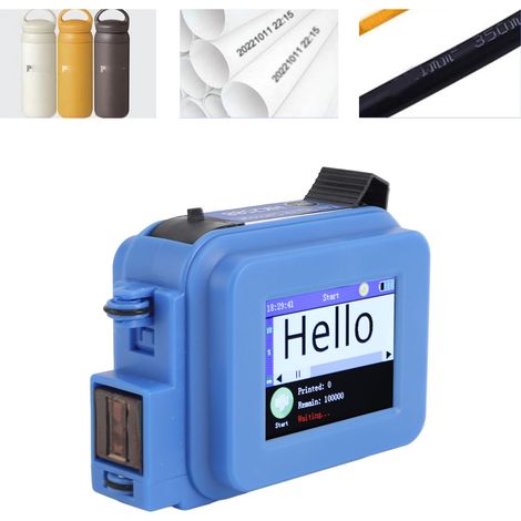 Marqueur Imprimante Portable Inkjet Type C Impression 0.1‑0.5in/1in Écran Tactile pour Text Code-barres Logo Date Ink Bleu