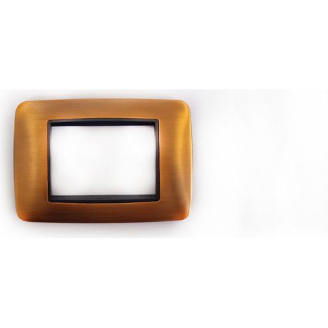 Placca Interruttore Luci Bronzo Oro Compatibile Living 3 Moduli Coprispina C6603 (1/5)