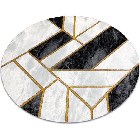 Tappeto EMERALD esclusivo 1015 cerchio - glamour, elegante Marmo, géométrique nero / oro black rotondo 160 cm