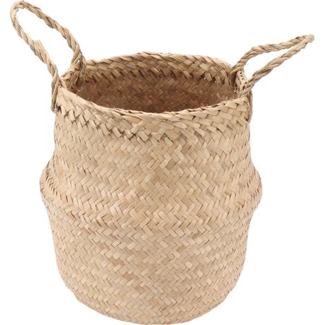Panier de rangement en jonc de mer pour plantes, pique-nique, courses et jouets de plage (1/5)