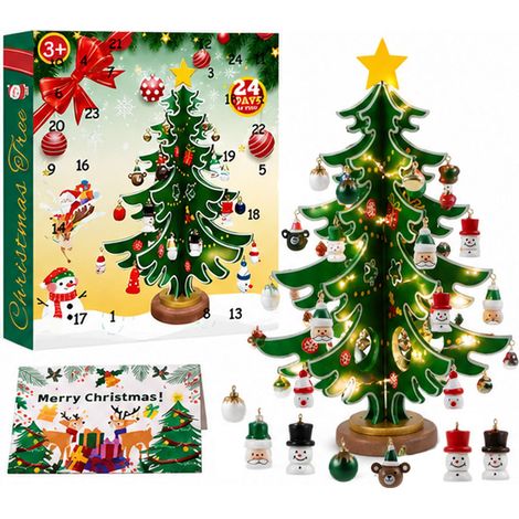Adventskalender 2026, 24-tägiger Countdown bis Weihnachten, Weihnachtsbaum aus Holz (1/4)