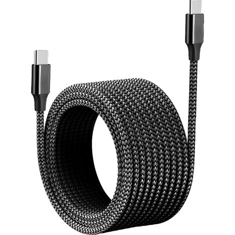 Cable de carga USB-C, transferencia de potencia de 60 W, diseño de nailon trenzado duradero, negro, 8 m-a (1/2)