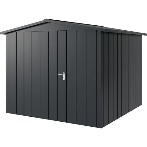Hörmann Metall-Gerätehaus "Juno" mit Satteldach, JSD10 - Modern, 262 x 262 cm (B x T), anthrazit, 1-flüglige Tür, Anschlag links (1/5)