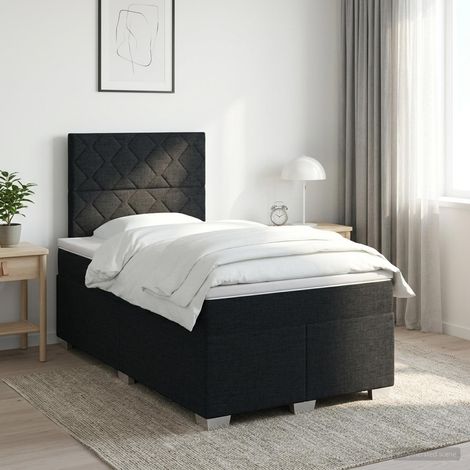 vidaXL Cama box spring con colchón Negro 120 x 200 cm Tela (1/5)