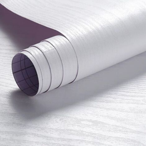 Self-adhesive wallpaper - White wood imitation sticker - Self-adhesive, removable, waterproof, suitable for cabinets and worktops (60x300cm) (1/5)