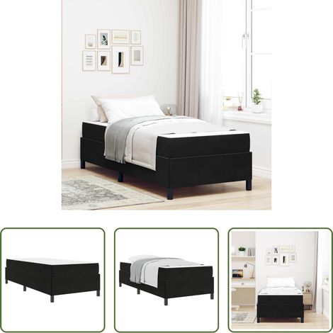 Lits en bois - Cadre de lit avec matelas Noir 80 x 200 cm tissu (1/5)