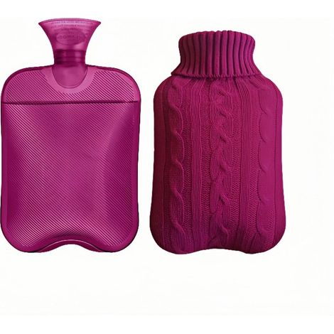 Bouillotte - 31 x 19,5 cm - Bouillotte avec housse en maille torsadée - Bouillotte chauffante - Capacité 2 L - Procure chaleur et confort ultimes - Un indispensable pour l'hiver (1/5)
