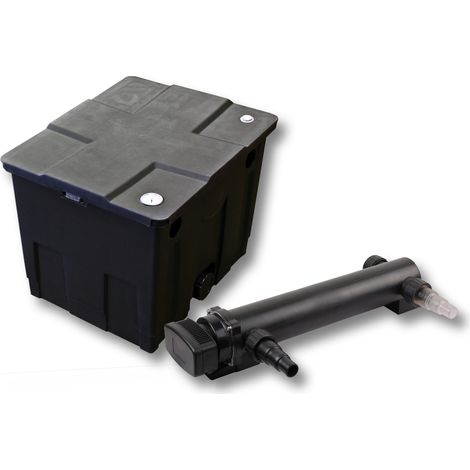 SunSun Komplettset: CBF-350 Teichfilter bis 12000 L Teichfilteranlage als Durchlauffilter, CUV-336 Teichklärer UVC Klärer mit 36 Watt UV-C Leistung