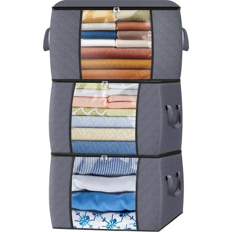 Housse de protection pour vêtements, lot de 3, pliable, avec fermeture éclair, pour la protection des vêtements dans les placards et au quotidien.-AquaForge (1/5)