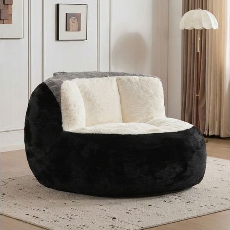 Canapé pouf géant multicolore en fausse fourrure, rembourrage en mousse déchiquetée, sans montage (1/5)