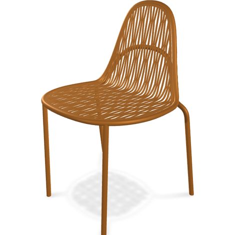Chaise de jardin, Lot de deux chaises indoor / outdoor Malvasia Terracotta en Metal, Scab design (1/2)