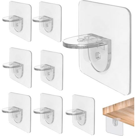 10 pièces - Porte-étagères - Supports de rack - Support d'étagère - Support mural - Support d'étagère - Supports muraux cachés - ABS - 77cm - transparent - Geen perçage - pour étagères flottantes en b (1/5)