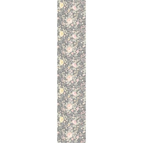 Papier Peint Intissé Pré-encollé Rouleau Wallpaper Fleurs Vintage Rose Pivoines Gris Adhésif Décorative - 1 Rouleau de H300 x L60 cm (1/4)