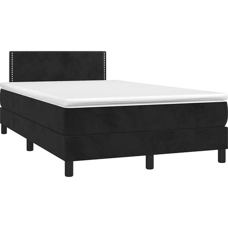 Lit double - 120x190 cm, Sommier à lattes de lit et matelas LED noir velours WFE791787 Maison Chic (1/5)