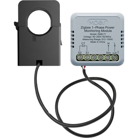 Zigbee Smart compteur d’énergie, 100A Single-phase puissance appareil de mesure avec Clamp CT, Bidirectional APP Readings, 90-250V, Over-courant (1/5)