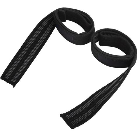 1 paire de sangles de musculation rembourrées avec support de poignet antidérapant pour haltérophilie et musculation (noir) (1/5)