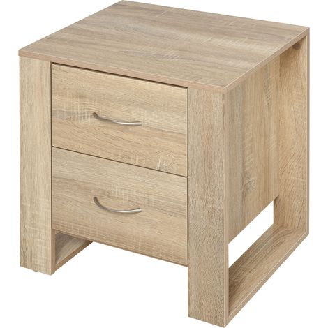 Table de nuit avec tiroirs style moderne auxiliaire salon chambre 48x39x54 cm Naturel (1/4)