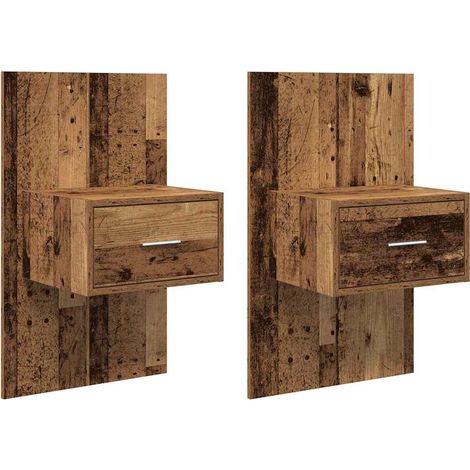 Maison Exclusive - Armario de Noche con cajón 2 pcs Madera vieja (1/5)