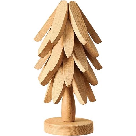 Set de Dessous-de-Plat Arbre Décor de Noël Naturel Pliable Trivets Sapin De Noël Pour Plats Chauds pour Plan de Travail Casseroles Poêles Bol Théière Assiette Table à Manger Maison de (1/5)