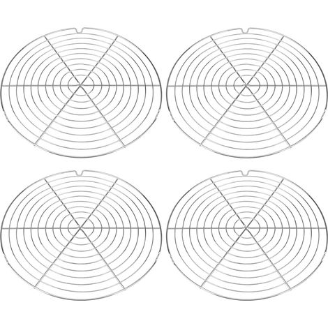 Lot de 4 Grille ronde, Diamètre 30 cm, Acier inoxydable, Pieds stables, Cuisine, Pâtisserie (1/5)