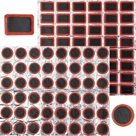 – Lot de 96 rustines pour vélo – 48 patchs carrés et 48 ronds – Caoutchouc naturel haute adhérence – Réparation efficace de pneus (1/5)