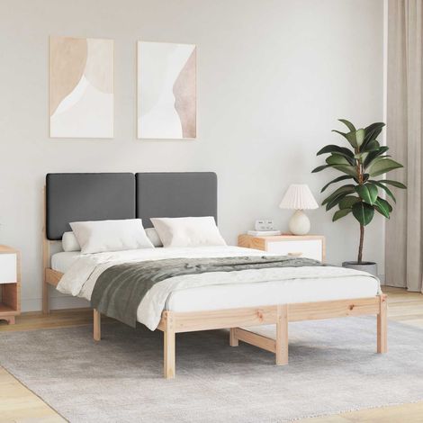 Estructura de Cama con Cabecera Tapizada Gris oscuro