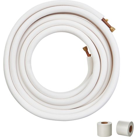 VEVOR 50FT Mini Split Line Set, tubi in rame con diametro esterno da 3/8" e 5/8" e isolamento per aria condizionata, refrigerante o pompe di riscaldamento e HVAC con strisce di avvolgimento.