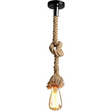E27 Rétro Chanvre Corde Pendentif Lumière Vintage Rustique Luminaire pour Restaurant Bar Café Éclairage - 1.5M - RW (1/5)
