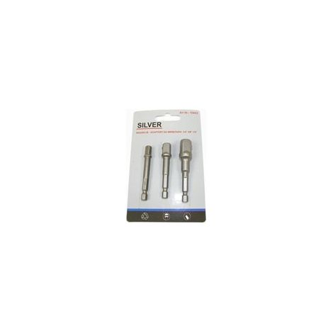 Set di adattatori / portaprese 3 pezzi 1/2-3/8-1/4", brand Argento, modello professionale, ideale per lavori meccanici, elevata durata e prestazioni.