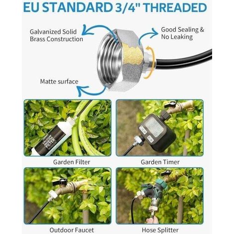Brumisateur Exterieur, 8M Brumisateur Terrasse avec 7 Buse Brumisateur +2 Buses de Rechange+1Adaptateur (en Laiton, 3/4\