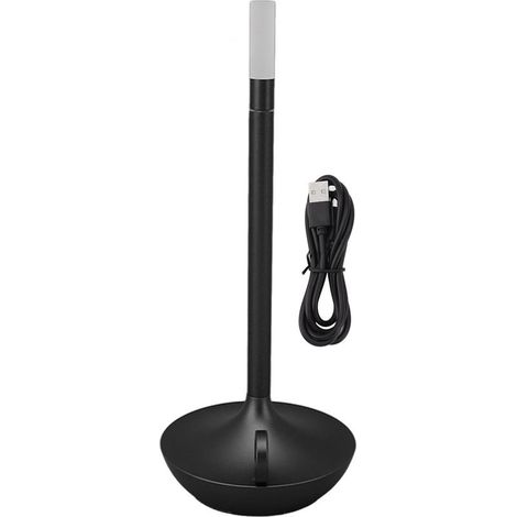 Lamp of table without wire in shape of spark plug innovative, 3 levels of brightness, lamp of desk LED rechargeable to intensity variable, black (1/5)