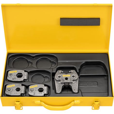 REMS Jeu de bagues à sertir V 15-18-22 S Mini Z8 dans un coffret en tôle d'acier ( 574612 R )