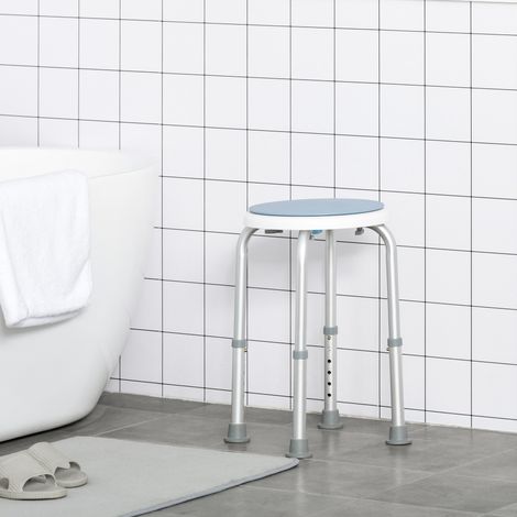 Tabouret de douche siège de douche antidérapant tabouret de bain hauteur réglable pivotant à 360° en aluminium (1/5)