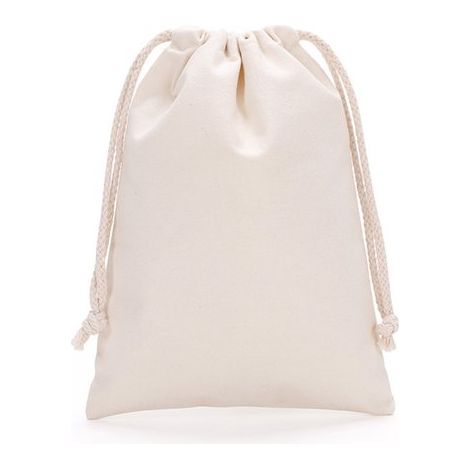 Set di 10 sacchetti tote, 7 x 10 cm, in cotone, con coulisse, ideali per compleanni, matrimoni e come regalo per gioielli. (Naturale) (1/5)