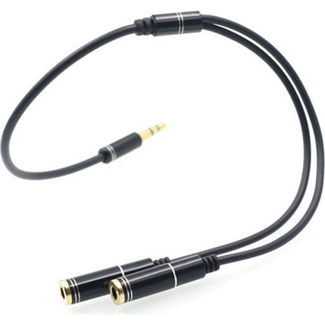 Câble répartiteur audio 3,5 mm, prise mâle 3,5 mm vers 2 ports, prise femelle 3,5 mm avec microphone, adaptateur de câble auxiliaire d'extension 3,5 mm (1/5)