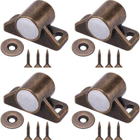 4 Pièces Loquets de Porte Magnétiques Aimants de Porte d'Armoire avec Vis en Acier Inoxydable pour Ferme Armoire de Cuisine Fermeture de Porte Coulissante (Bronze) (1/5)